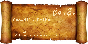 Csomán Erika névjegykártya